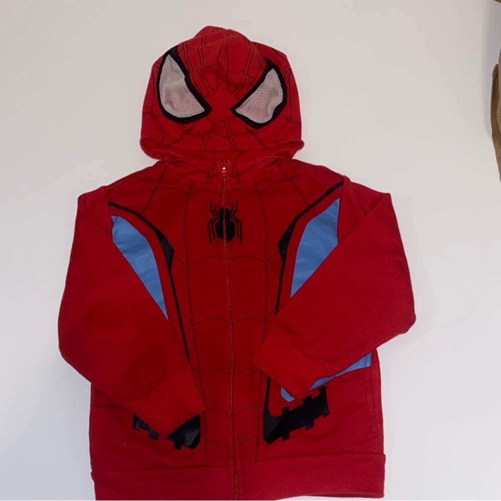 Spider-Themed Red and Blue Kids Costume Hoodie